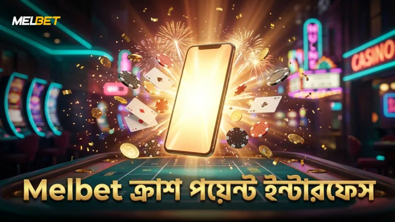 Melbet প্ল্যাটফর্মে ক্র্যাশ পয়েন্ট গেমের ইন্টারফেসের দৃশ্য।
